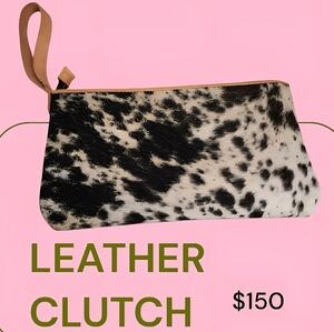 Hand Crafted Black and White Leather Clutch